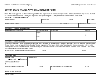 Document preview: Form CCD20 Out-of-State Travel Approval Request Form - California