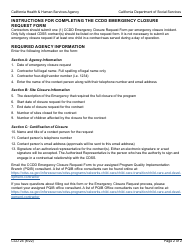 Form CCD24 Ccdd Emergency Closure Requests - California, Page 2