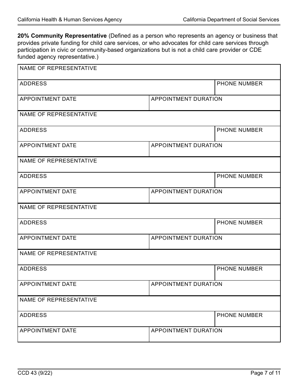 Form CCD43 Certification Statement Regarding Composition of Lpc Membership - California, Page 7