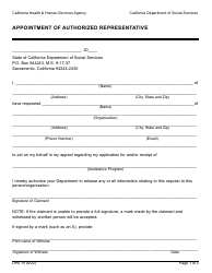 Form DPA19 Appointment of Authorized Representative - California