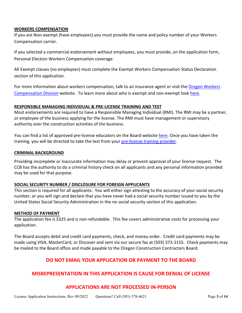 Oregon License Application for Partnership or Joint Venture