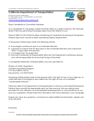 Form ODA-0027 Statement of Responsibility for Temporary Political Signs - California