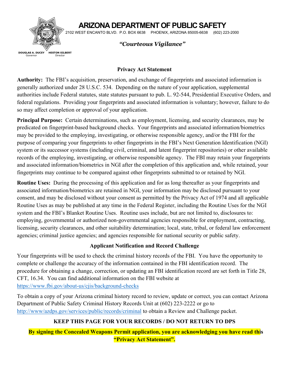 Form DPS802-07202 Concealed Weapons Permit New Application - Arizona, Page 3