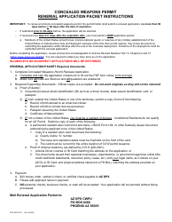 Form DPS802-07201 Concealed Weapons Permit Renewal Application - Arizona