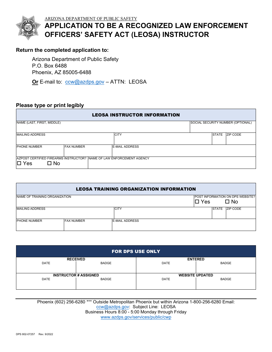 Form DPS80207257 Download Fillable PDF or Fill Online Application to
