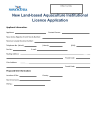 Document preview: New Land-Based Aquaculture Institutional Licence Application - Nova Scotia, Canada