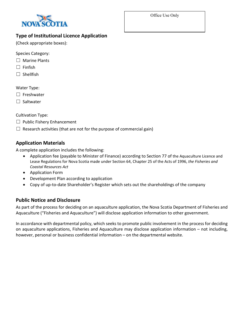 New Land-Based Aquaculture Institutional Licence Application - Nova Scotia, Canada, Page 2
