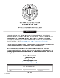 Document preview: Application for Reimbursement - Client Security Fund - California