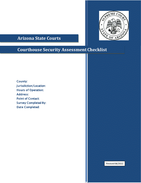 Courthouse Security Assessment Checklist - Arizona Download Pdf