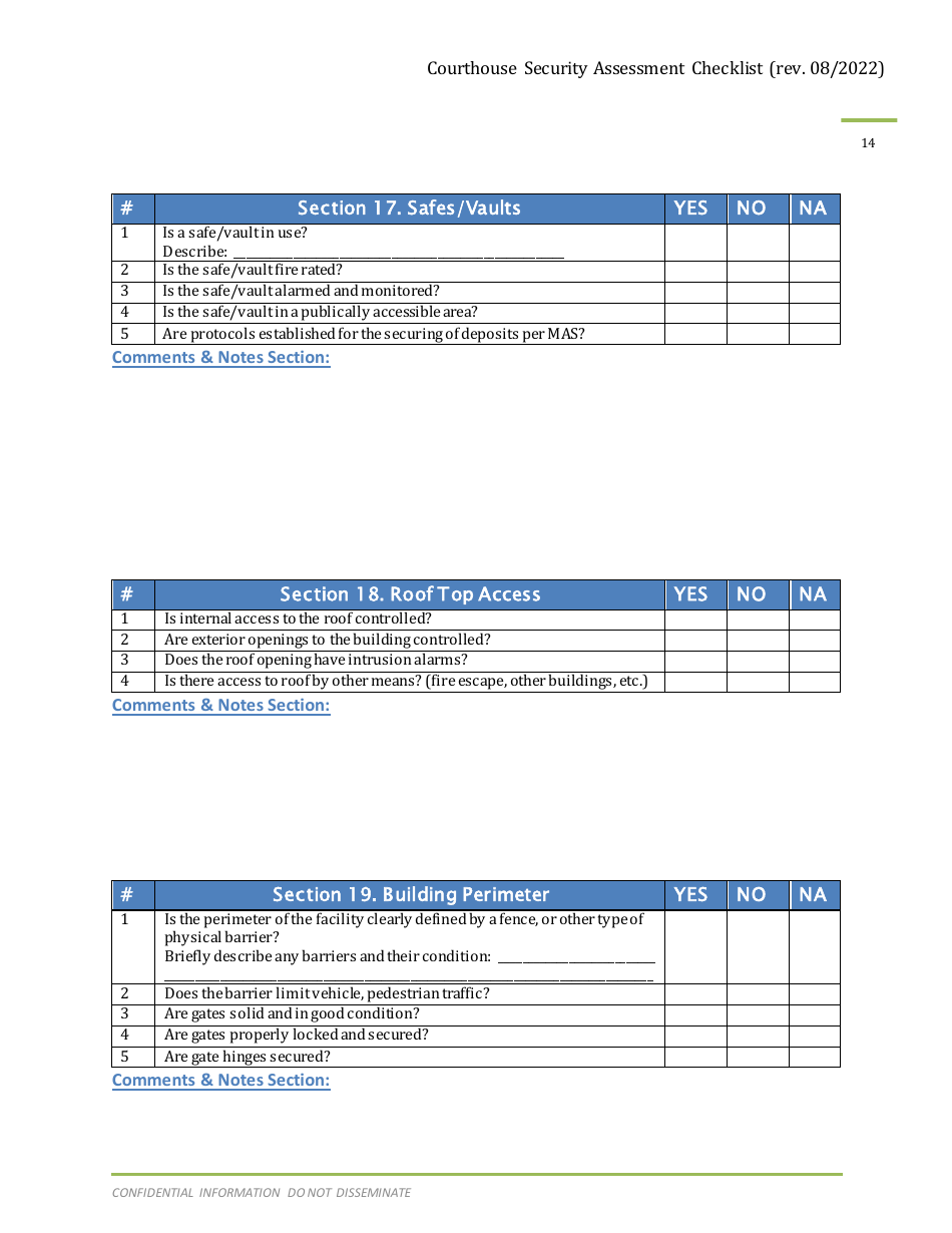 Courthouse Security Assessment Checklist - Arizona, Page 15
