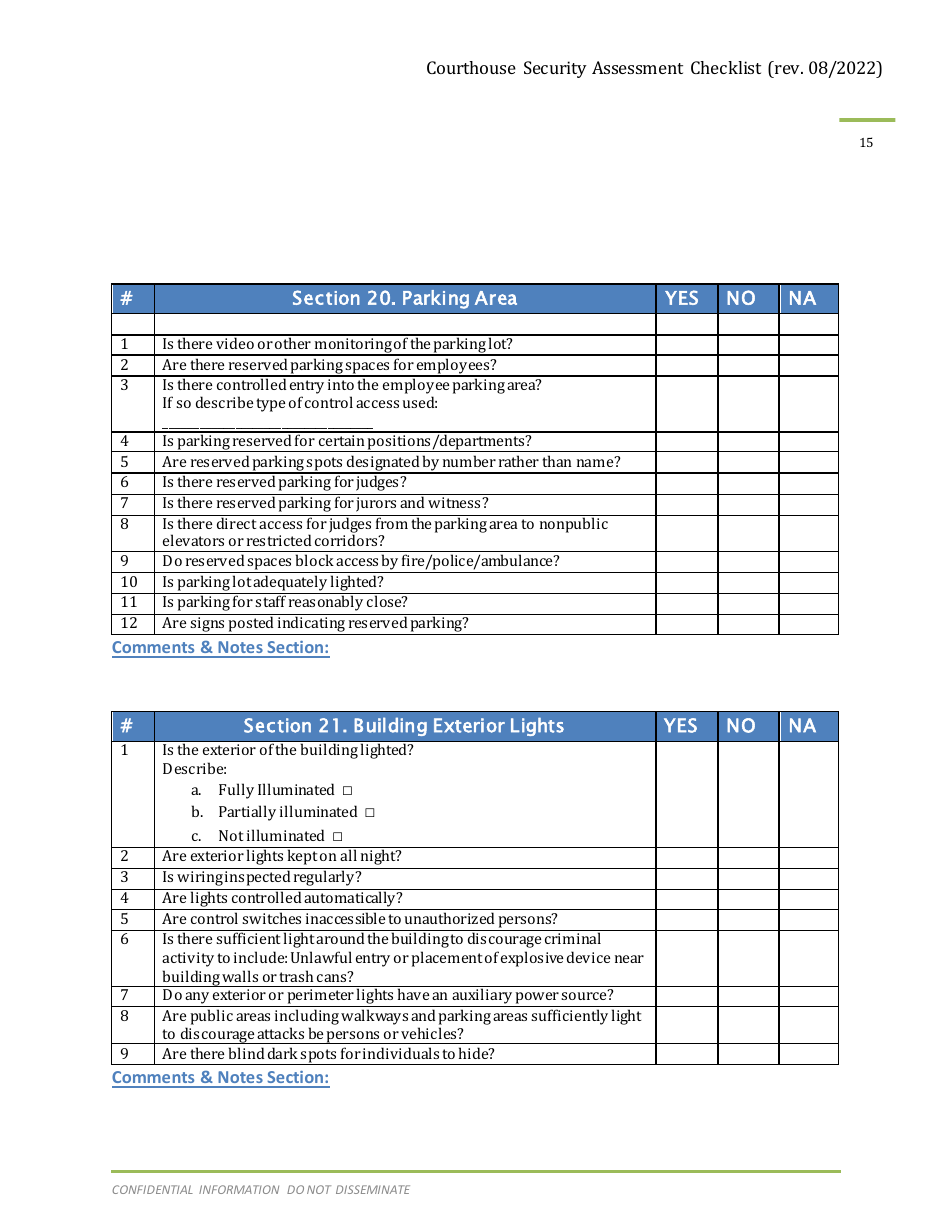 Courthouse Security Assessment Checklist - Arizona, Page 16