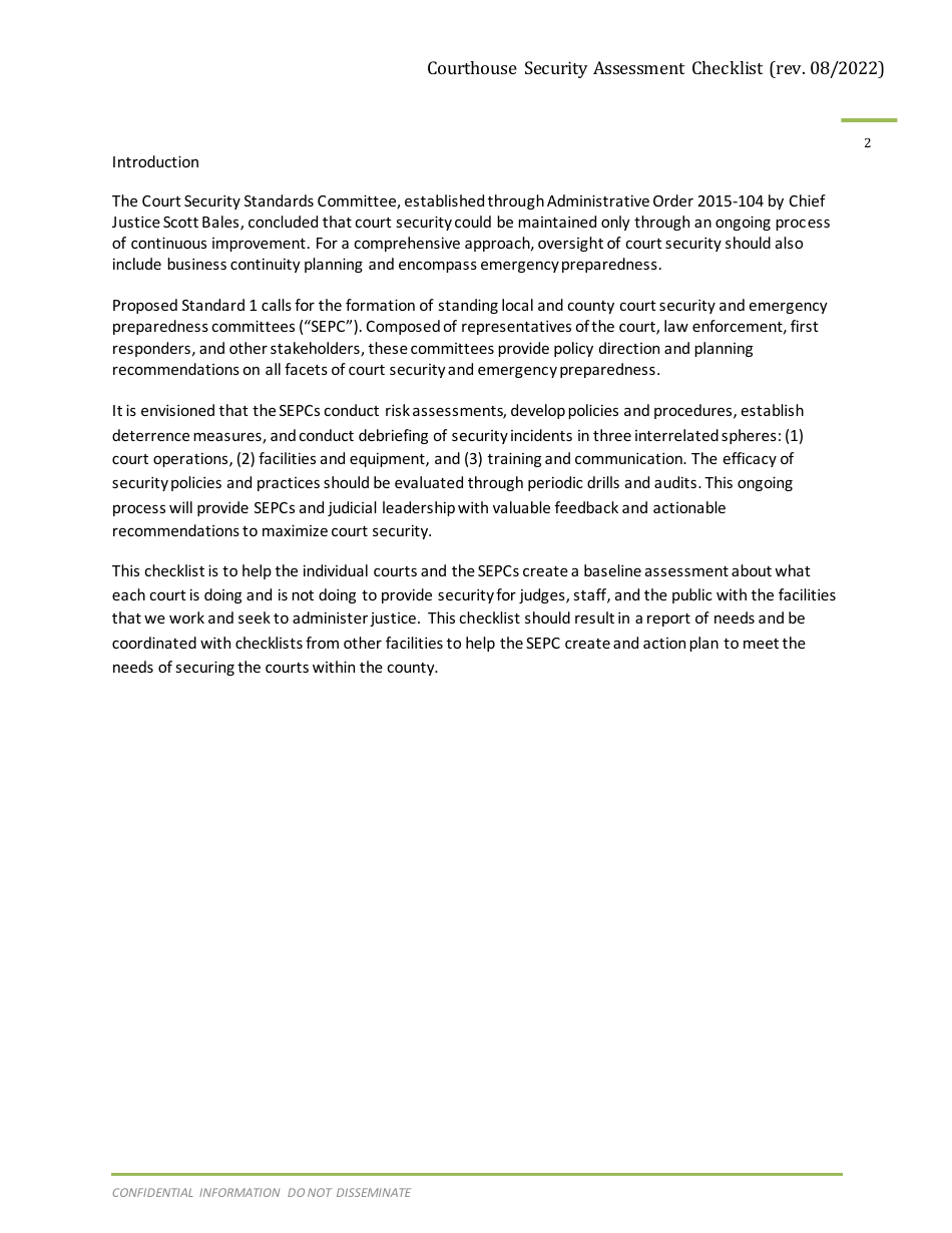 Courthouse Security Assessment Checklist - Arizona, Page 3