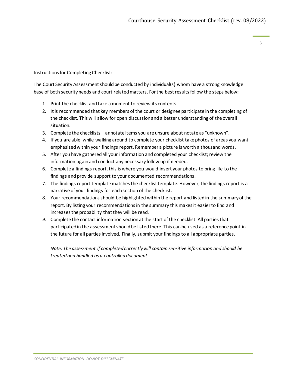 Courthouse Security Assessment Checklist - Arizona, Page 4