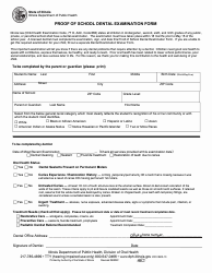 Document preview: Proof of School Dental Examination Form - Illinois