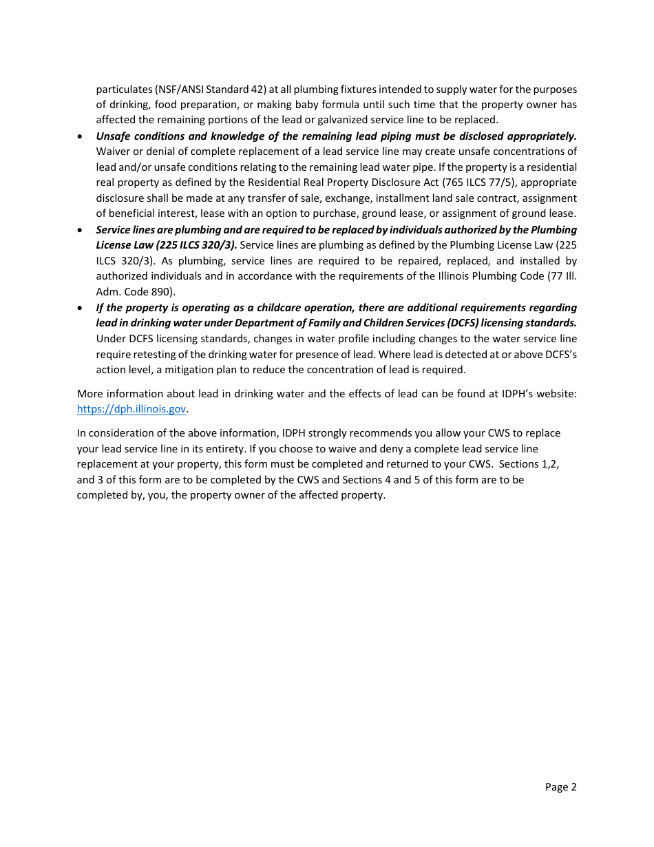 Waiver of Complete Lead Service Line Replacement - Illinois, Page 2