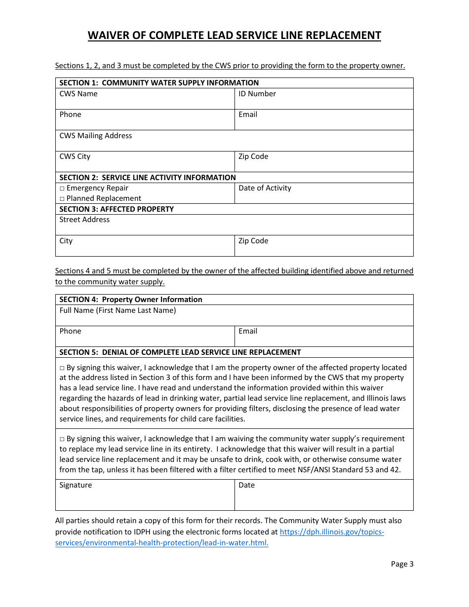 Waiver of Complete Lead Service Line Replacement - Illinois, Page 3