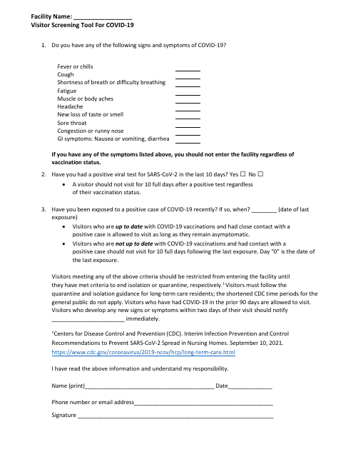 Visitor Screening Tool for Covid-19 - Illinois