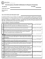 Form 482-0651 Final Occupancy Checklist Certifications for Request of Inspection - Illinois