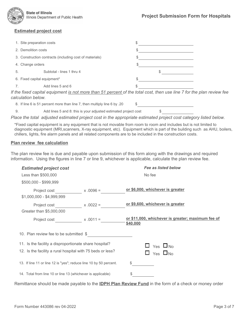 Form 443086 Project Submission Form for Hospitals - Illinois, Page 3