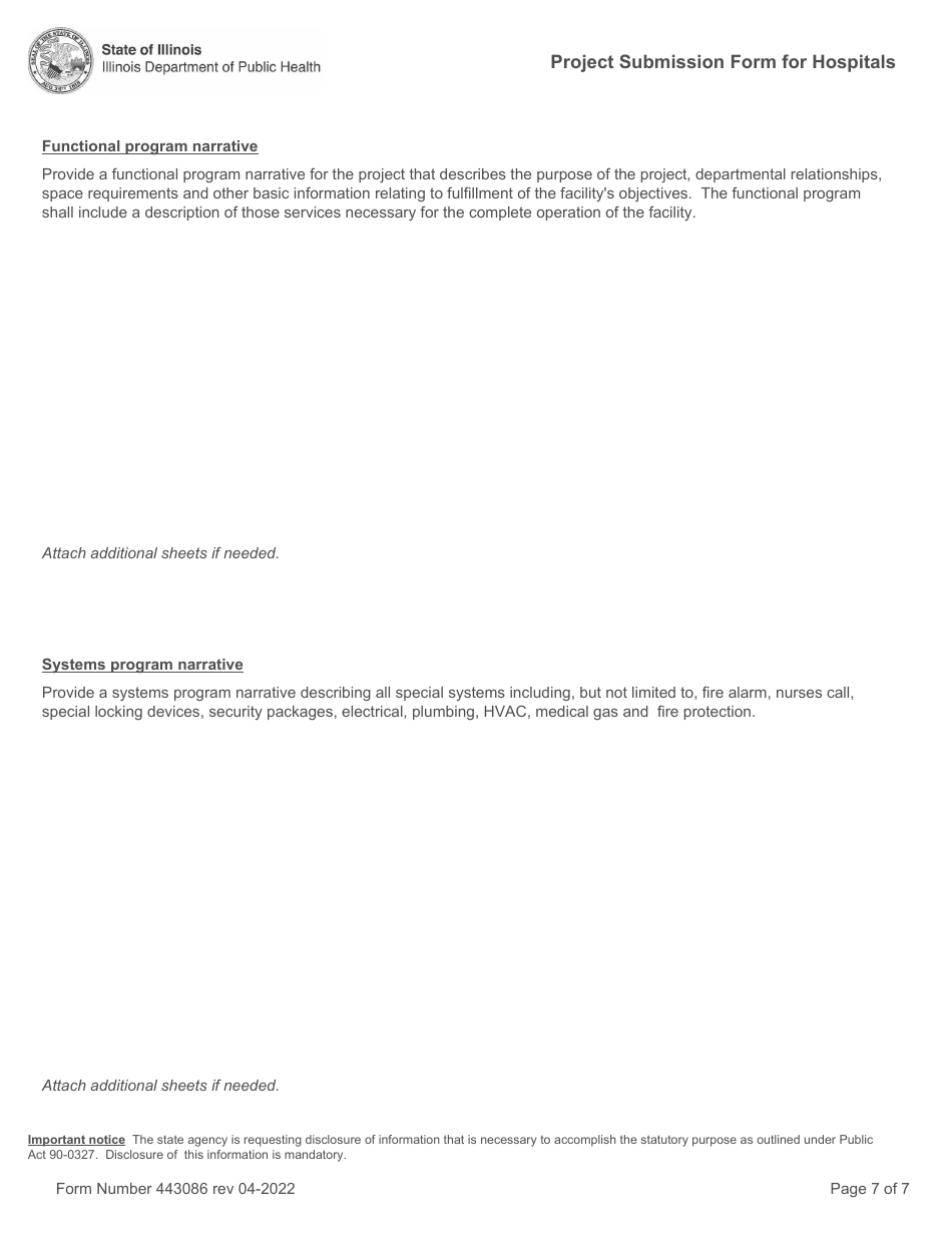 Form 443086 Project Submission Form for Hospitals - Illinois, Page 7