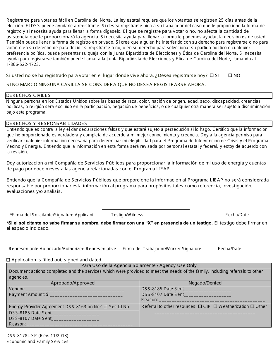 Formulario DSS-8178L SP Solicitud Para El Programa De Asistencia De Energia Para Personas De Bajos Ingresos - North Carolina (Spanish), Page 3