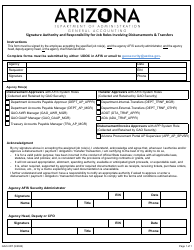 Document preview: Form GAO-3DT Signature Authority and Responsibility for Job Roles Involving Disbursements & Transfers - Arizona