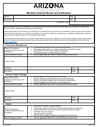 Document preview: Form GAO-66 Monthly Financial Review and Verification - Arizona