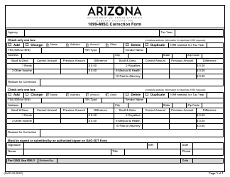 Document preview: Form GAO-94 1099-misc Correction Form - Arizona