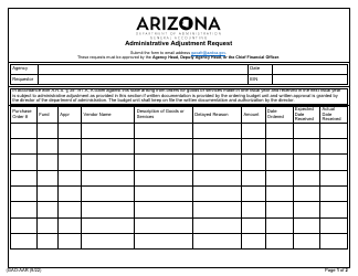 Document preview: Form GAO-AAR Administrative Adjustment Request - Arizona