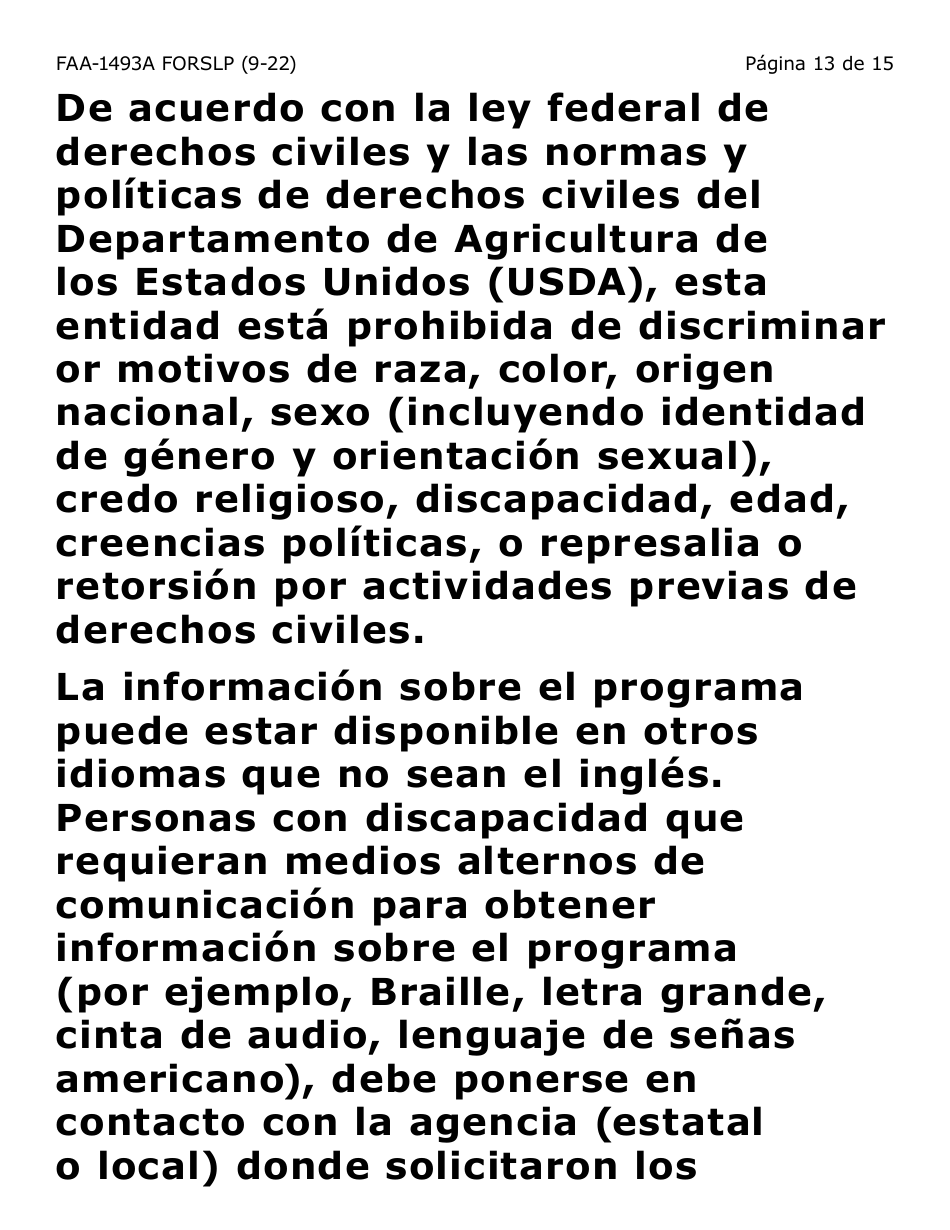 Formulario FAA-1493A-SLP Solicitud De Representante Autorizado(A) - Letra Grande - Arizona (Spanish), Page 13