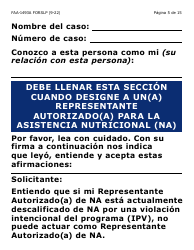 Formulario FAA-1493A-SLP Solicitud De Representante Autorizado(A) - Letra Grande - Arizona (Spanish), Page 5