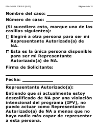Formulario FAA-1493A-SLP Solicitud De Representante Autorizado(A) - Letra Grande - Arizona (Spanish), Page 6