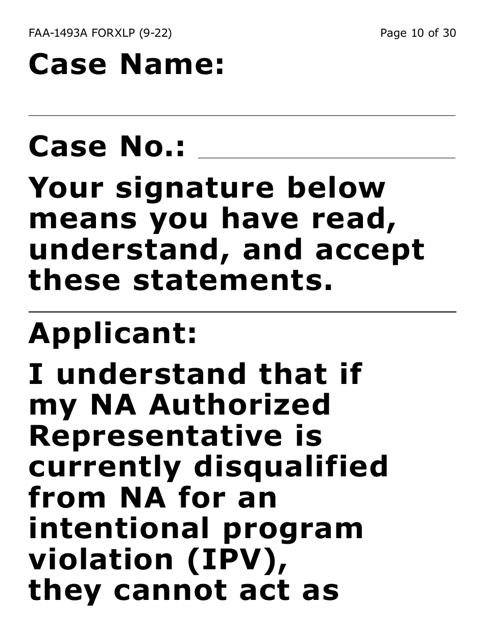 Form FAA-1493A-XLP Authorized Representative Request - Extra Large Print - Arizona, Page 10
