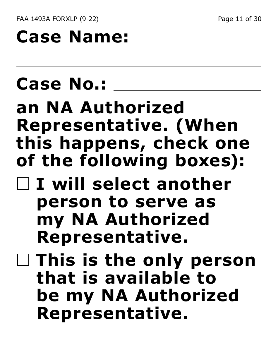 Form FAA-1493A-XLP Authorized Representative Request - Extra Large Print - Arizona, Page 11
