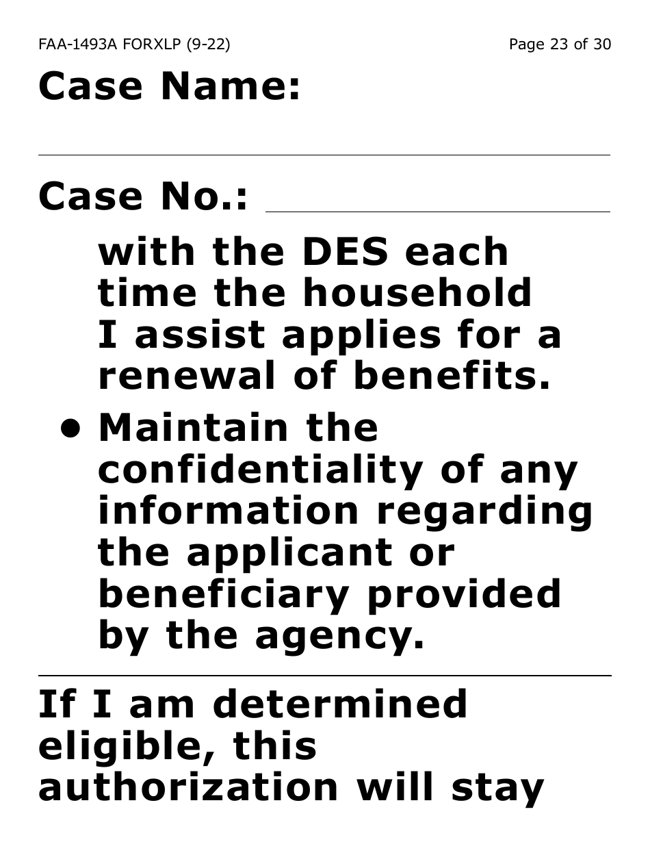 Form FAA-1493A-XLP Authorized Representative Request - Extra Large Print - Arizona, Page 23