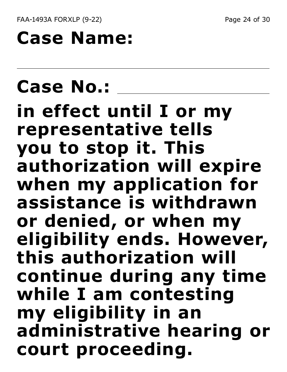 Form FAA-1493A-XLP Authorized Representative Request - Extra Large Print - Arizona, Page 24