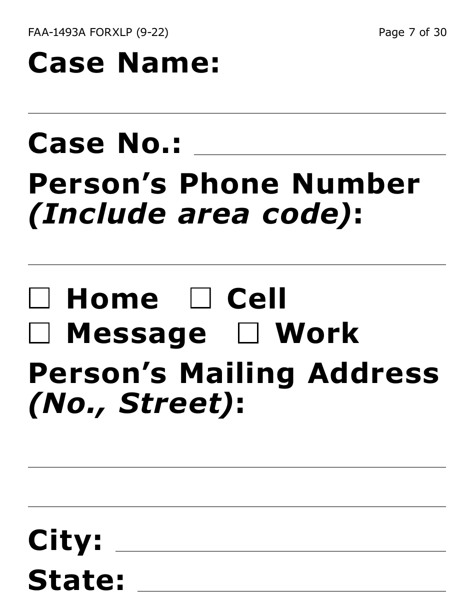 Form FAA-1493A-XLP Authorized Representative Request - Extra Large Print - Arizona, Page 7