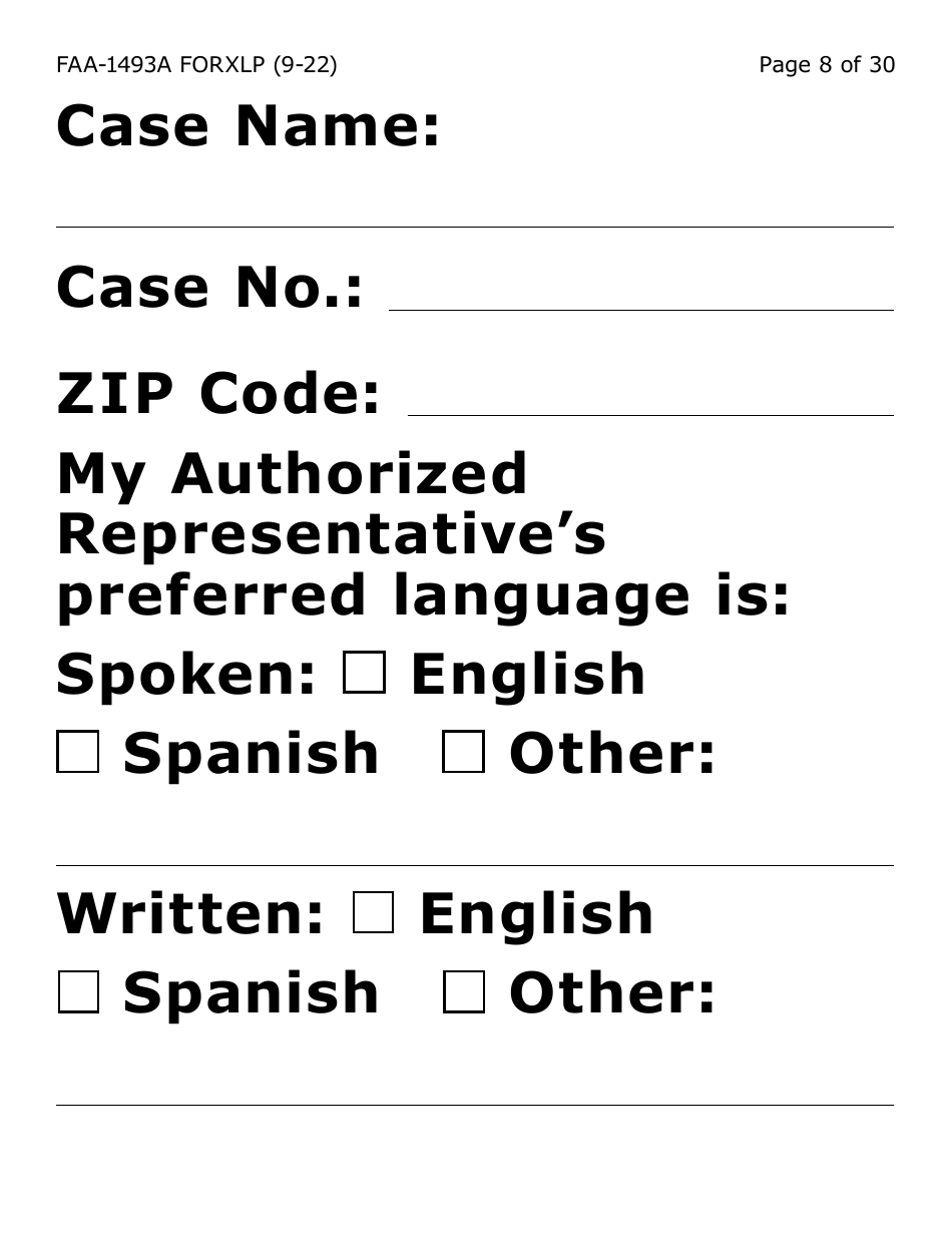 Form FAA-1493A-XLP Authorized Representative Request - Extra Large Print - Arizona, Page 8