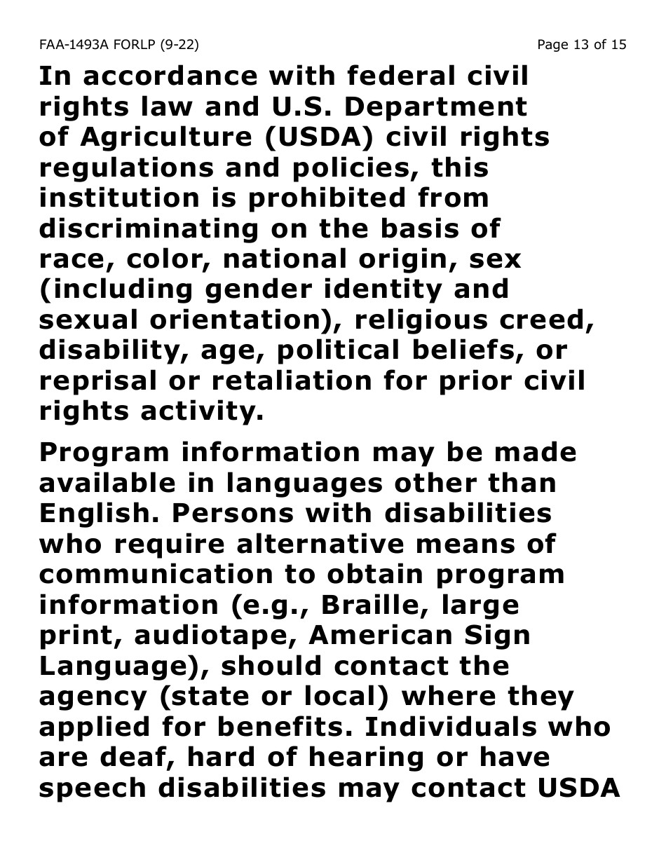 Form FAA-1493A-LP Authorized Representative Request- Large Print - Arizona, Page 13