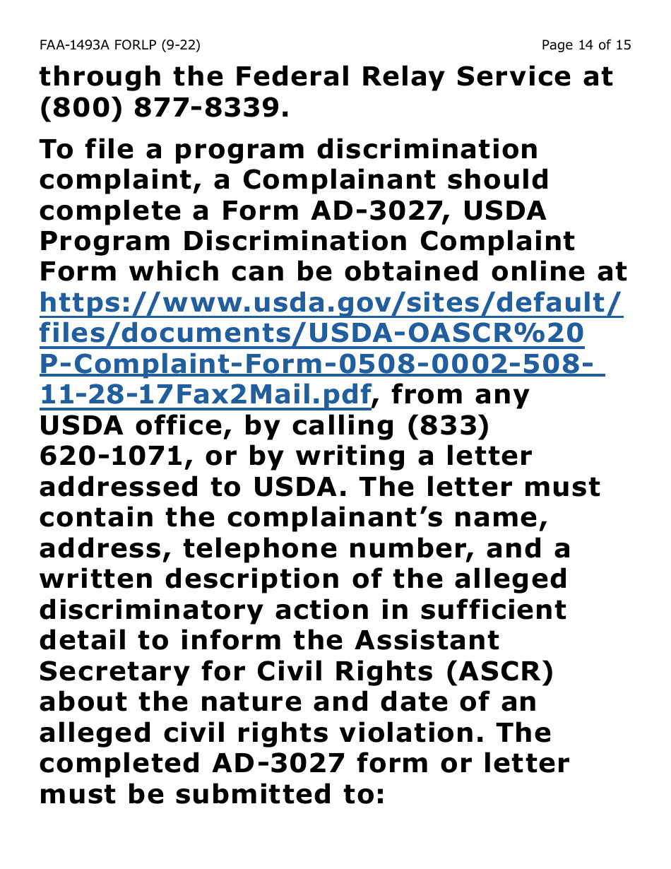 Form FAA-1493A-LP Authorized Representative Request- Large Print - Arizona, Page 14