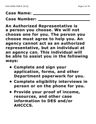 Form FAA-1493A-LP Authorized Representative Request- Large Print - Arizona, Page 2