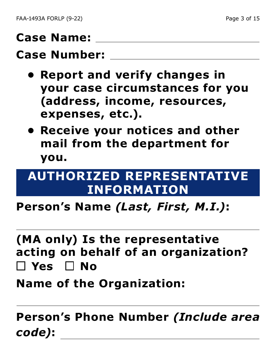 Form FAA-1493A-LP Authorized Representative Request- Large Print - Arizona, Page 3