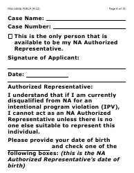 Form FAA-1493A-LP Authorized Representative Request- Large Print - Arizona, Page 6