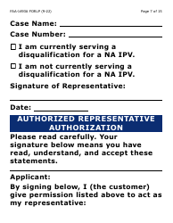 Form FAA-1493A-LP Authorized Representative Request- Large Print - Arizona, Page 7