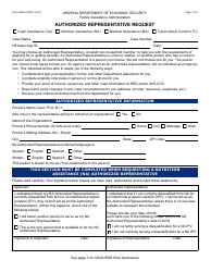 Form FAA-1493A Authorized Representative Request - Arizona