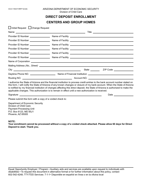 Form CCA-1140A  Printable Pdf