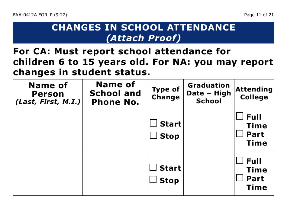 Form FAA-0412A-LP change Report - Large Print - Arizona, Page 11