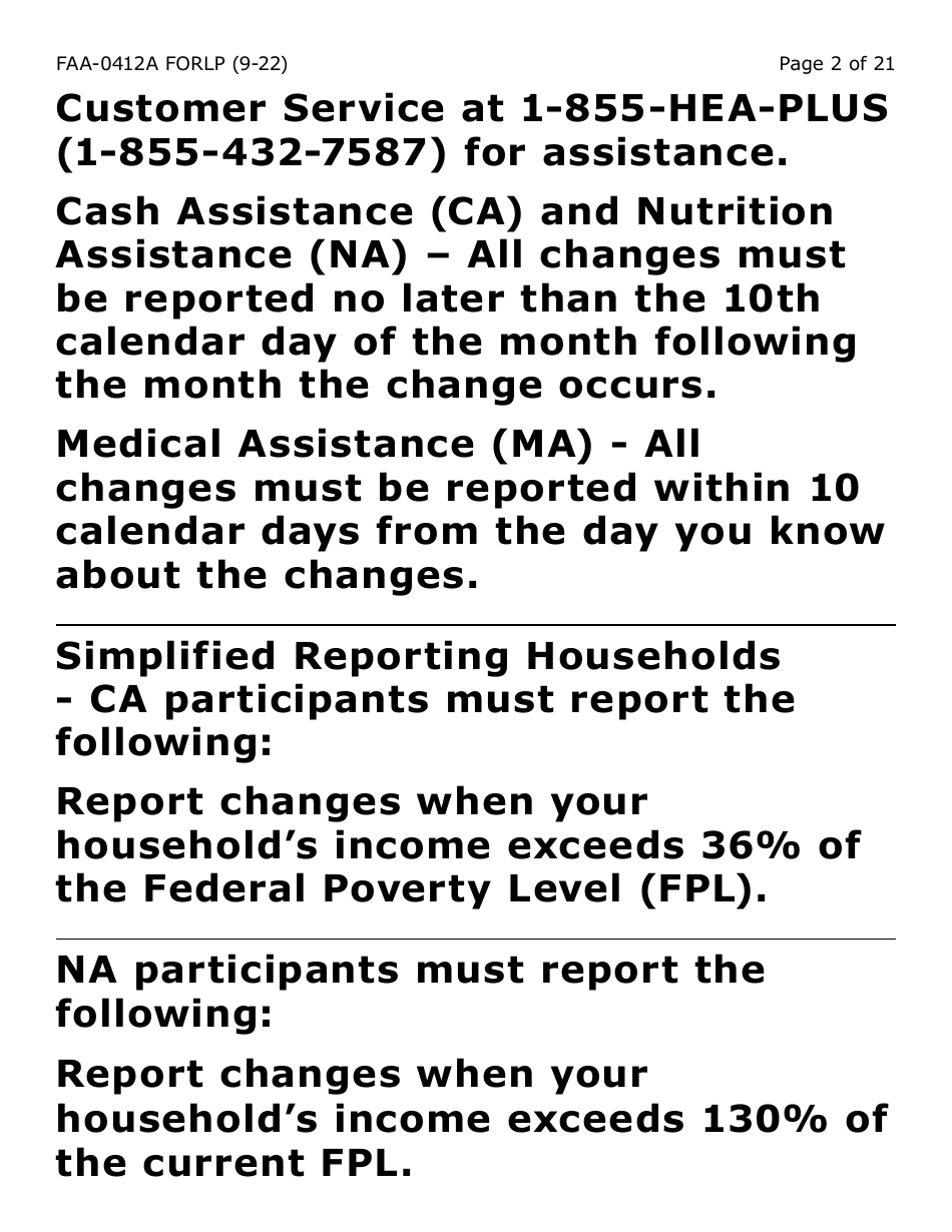 Form FAA-0412A-LP change Report - Large Print - Arizona, Page 2