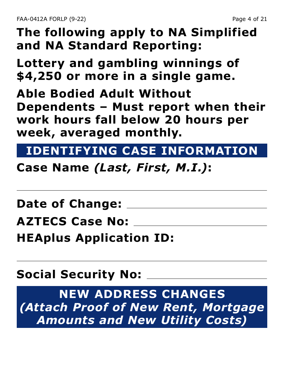 Form FAA-0412A-LP change Report - Large Print - Arizona, Page 4