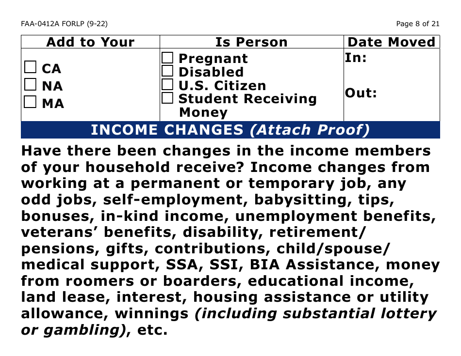 Form FAA-0412A-LP change Report - Large Print - Arizona, Page 8